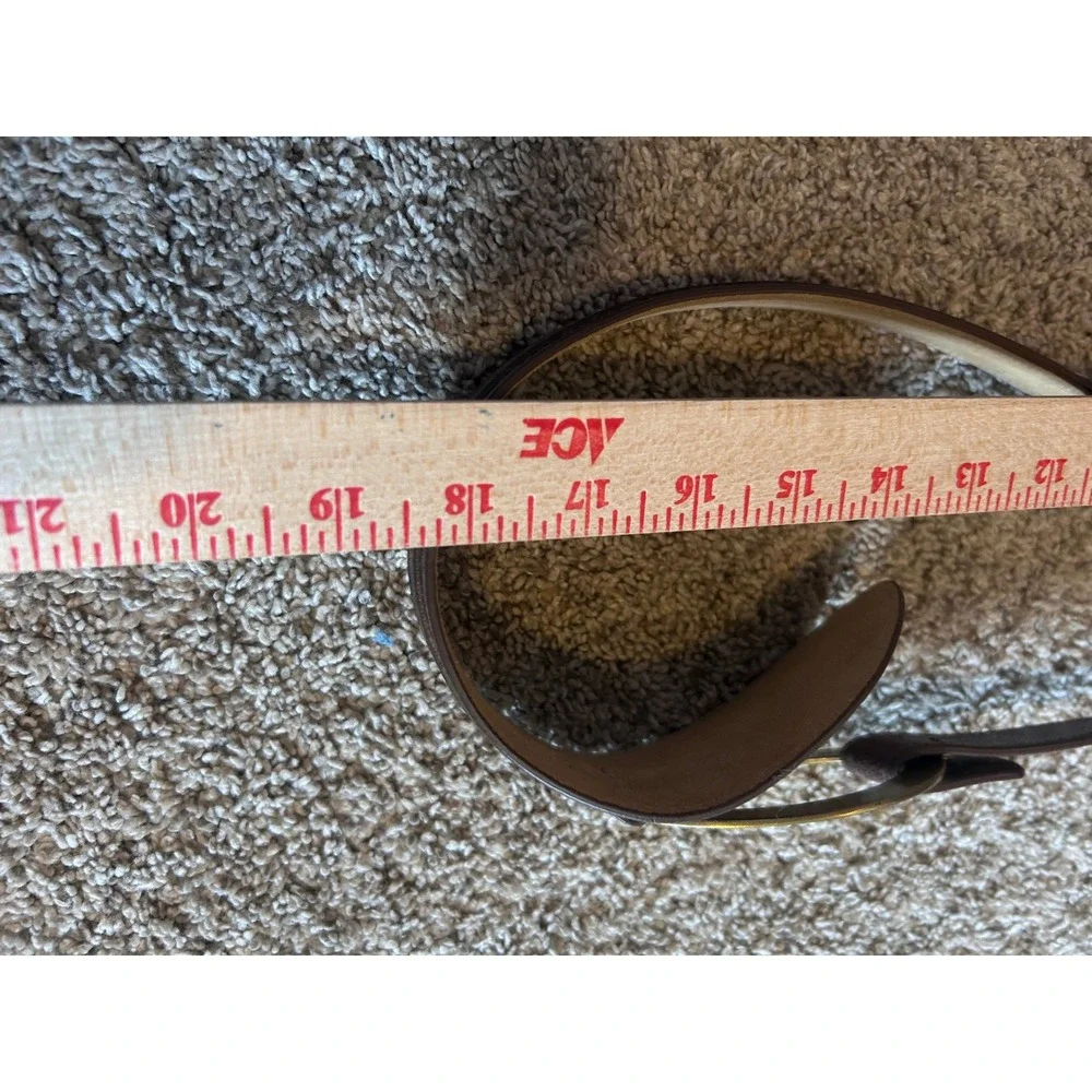 Chicos Lagenlook Coastal Wide Waist Belt Bronze Metallic‎ Leather Buckle SZ L